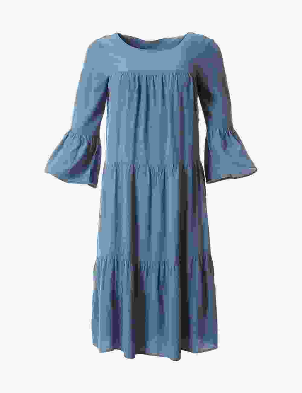 Puff Sleeve Plain Dress